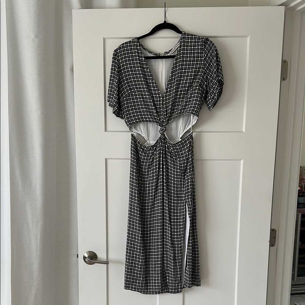 A&F Black and White Checkered Dress with cutouts